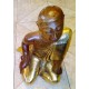 Shaolin szerzetesek szobor páros tűziaranyozott köntösben Indiából, tömör keményfa 65cm.