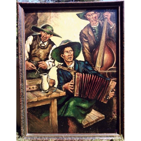 Muzsikusok, kocsmában játszó holland zenészcsapat portréja a XX.század elejéről.