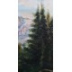 Alpesi táj megduzzadt patakkal, Vitange pasztell-karton festmény, ismeretlen művésztől.