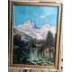 Alpesi táj megduzzadt patakkal, Vitange pasztell-karton festmény, ismeretlen művésztől.