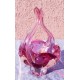 Virágtölcsér forma pink üvegkosárka L&M Salon Glas manufaktúrából. Egyedi darab