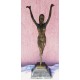 Primadonna. Egzotikus táncosnő szobor Franciaországból, bronz, márvány talapzaton.