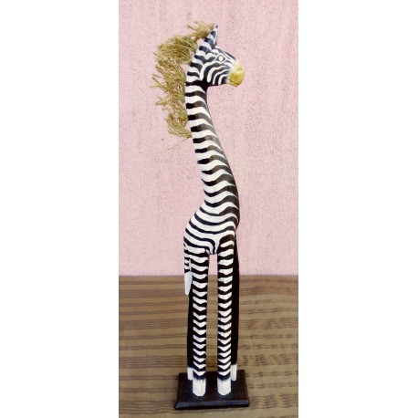 Sörényes zebra kézműves faszobor Indonéziából. Egzotikus dekoráció.