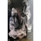 Japán gésás jelenettel díszített ezüst festett Bohémia váza