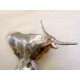 Magyar szürke marha bika. Ezüstre festett bronz szobor márvány talapzaton szignálva.