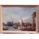 Canaletto: La Punta Della Dogana című festményének nyomata üvegezett keretben.