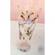 Kivételes szépségű mezei virágokkal díszített vastag talpas biedermeier váza, egyedi ritkaság.