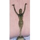 Primadonna. Egzotikus táncosnő szobor Franciaországból, bronz, márvány talapzaton.
