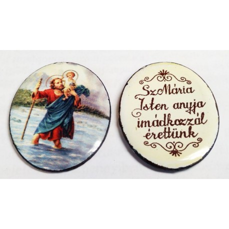 Katolikus ékszer Keresztelő Szent Jánossal. Tűzzománc medál.