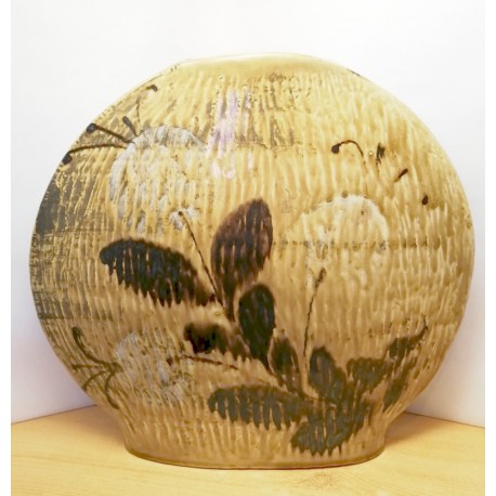 Lencse forma nagy méretű festett mázas kerámia váza Ausztriából.