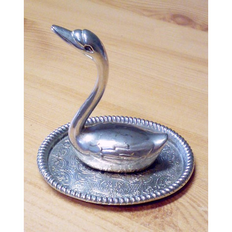 Ezüstözött Art Deco hattyú szobros bonbonier fedél.
