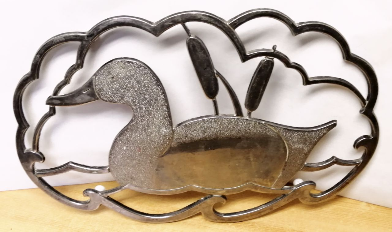 Vitange ezüstözött dekoratív edény alátét. Retro konyhába