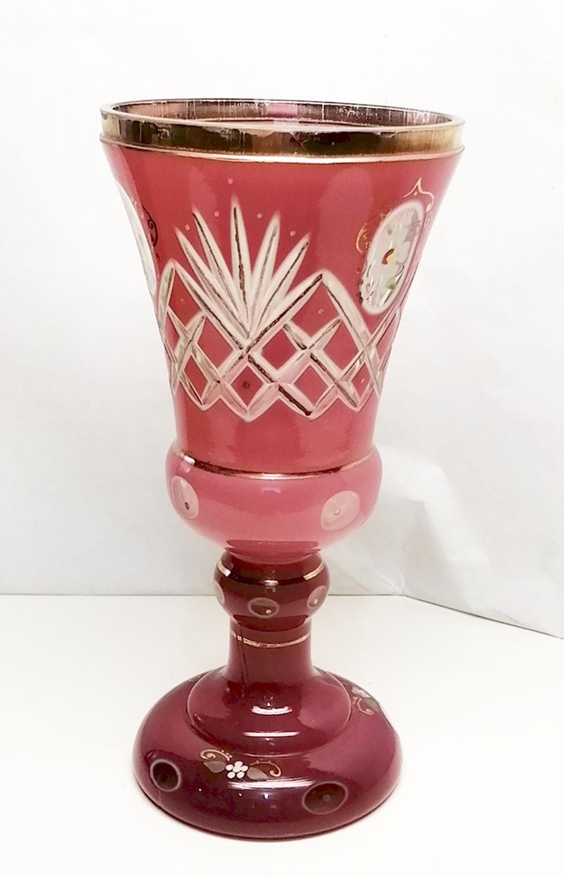 Bohemia ritkaság. Rétegelt falú Pink színű múlt századi kehely
